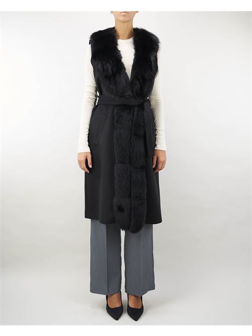 Coat with collar and profiles in real fox fur Yes London YES LONDON | Coat | CD118899